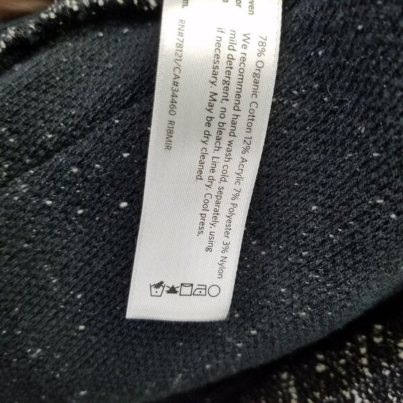 Eileen Fisher Tweedy Blazer Women L Black Fleck Notch Collar Organic Cotton Knit - Picture 13 of 16